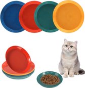 Kattenbak, platte voederbak, kat, ronde katten, voerbak, kleurrijk, platte kattenbakken, kattenbord, plastic kattenvoerbak, set, kattenaccessoires, bak voor voer en water (8 stuks)