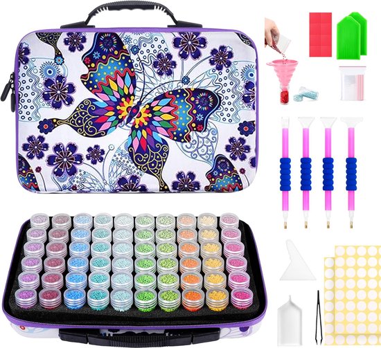 Diamond Painting Opbergdoos - 60 pots - Incl. Boîte à outils - Valise de tri