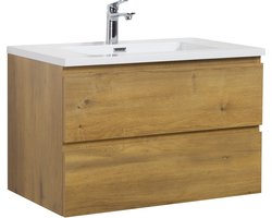 Badplaats Badkamermeubel Set Angela 80cm - Eiken - Badmeubel met Wastafel