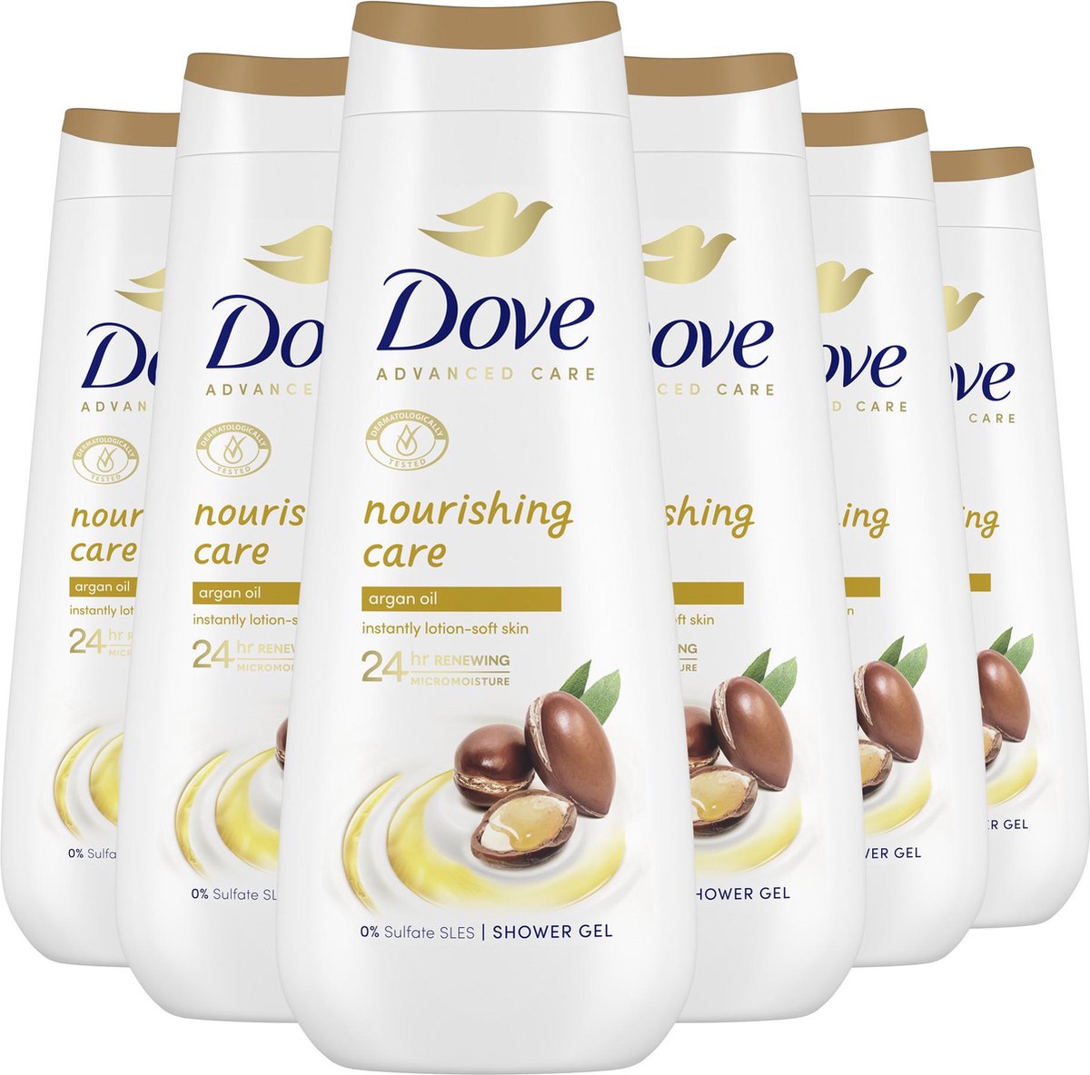 Dove Advanced Care Verzorgende Douchegel - Nourishing Care - 24-uur lang effectieve hydratatie - 6 x 600 ml