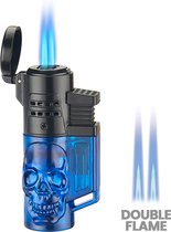 Champ® Briquet à gaz tête de mort 3D - Blauw - Briquet tempête - Bougies - BBQ - 1pc.