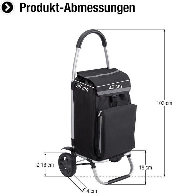 Sac De Rechange Pour Caddie De Courses - Tissu Oxford Imperméable, Dimensions ~33x20x57 Cm, Pliable, Multifonction