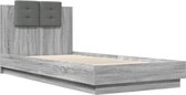vidaXL - Bedframe - met - hoofdeinde - bewerkt - hout - grijs - sonoma - 90x200 - cm