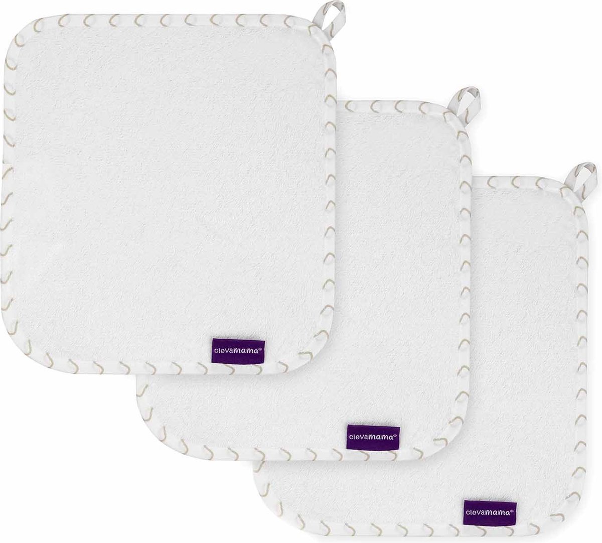 Bamboe baby monddoekjes | wasdoekjes | 25x25cm | set van 3 | Wit | ClevaMama