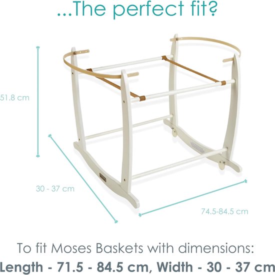 Clair De Lune Deluxe Rocking Moses Basket Stand White Bol Clair De Lune Deluxe Rocking Moses Basket Stand White Bol