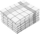 Set van 5 theedoeken met wafelpatroon, katoen, 50x70 cm, grijs-wit geruit