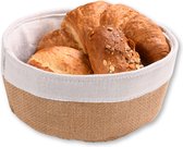 Kesper Corbeille à pain avec tissu - coton/peva - beige - rond - D20 x H9 cm - corbeille de service de table