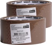Benson Verpakkingstape - 2x - bruin - 48mm x 50m - verpakkingsbenodigdheden voor kantoor/thuis