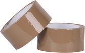 Ruban d'emballage - marron - 2x - 48 mm x 50 m - fournitures d'emballage pour bureau/maison