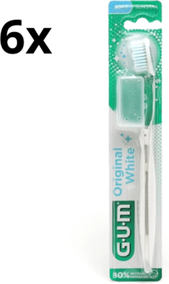 Goedkoopste 6x GUM Original White Tandenborstel - Soft - Voordeelverpakking