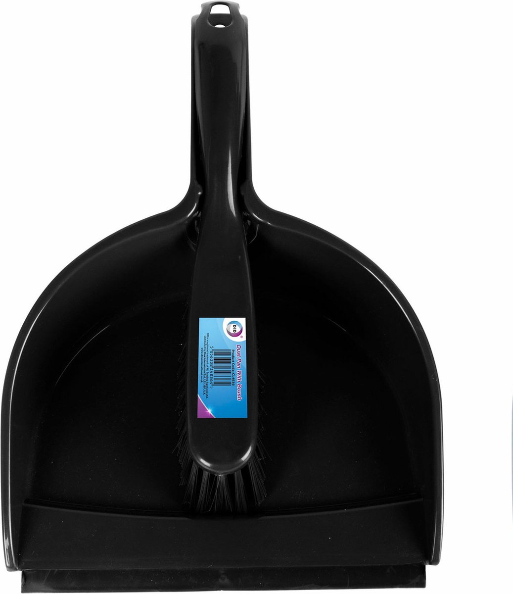 Goedkoopste DID Stoffer en blik - kunststof - B23 x H7 cm - zwart - rubberen rand