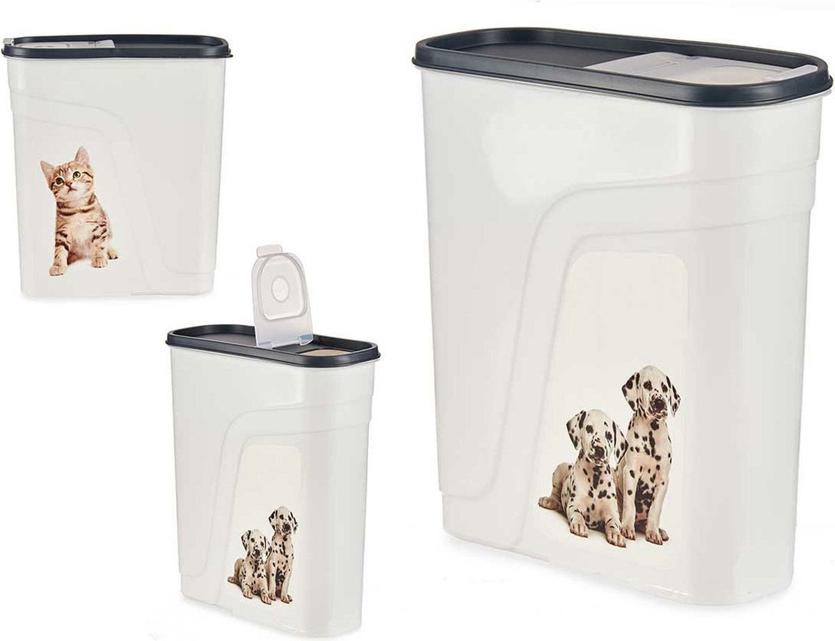 Gondol huisdieren voedsel/voercontainer - voorraad box - kunststof - 4.0 liter - strooibus dispenser - katten/honden en meer