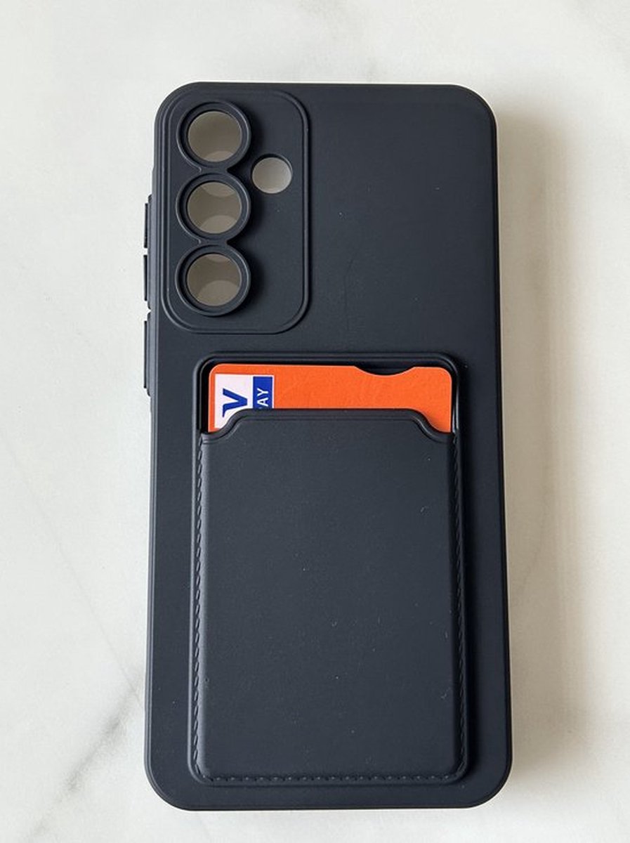 TPU back cover met vakje voor pasje - Geschikt voor Samsung Galaxy A25 - Zwart