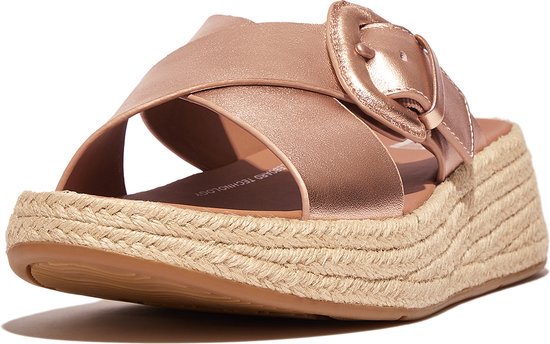FitFlop FitFlop F-Mode Espadrille Buckle M/Leather Flatform Slides