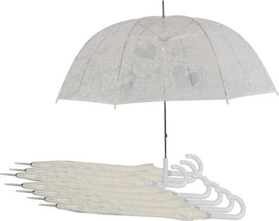 Parasol Geel Perzik Gestreept Met Ruches