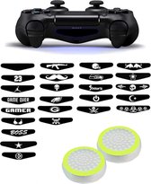Gadgetpoint | Gaming Thumbgrips | Performance Antislip Thumbsticks | Joystick Cap Thumb Grips | Accessoires geschikt voor Playstation 4 – PS4 & Playstation 3 - PS3 | Wit/Lichtgroen + Willekeurige Sticker