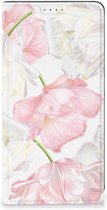 Stand Case Hoesje Cadeau voor Mama Geschikt voor Samsung Galaxy S24 Smart Cover Mooie Bloemen