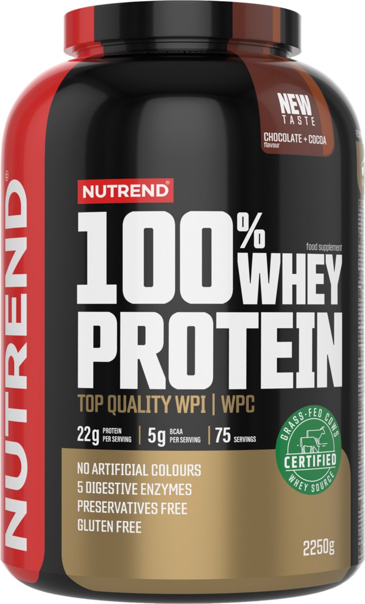 100% Whey Protein (Chocolate/Cocoa - 2250 gram) - NUTREND - Eiwitpoeder - Eiwitshake - Sportvoeding (90 shakes)