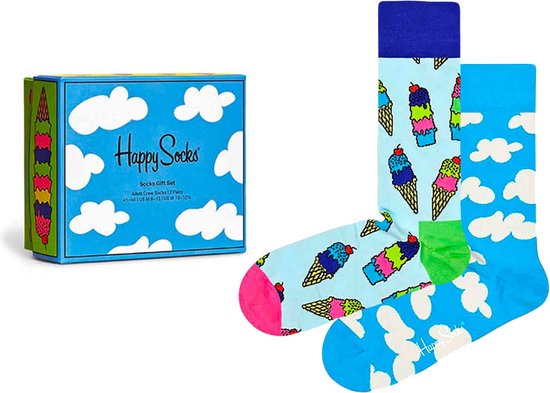 Happy Socks giftbox 2P sokken sunny day blauw - 41-46
