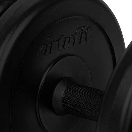 VirtuFit Verstelbare Halterset - Zwart - 60,5 kg - 30 mm - Set - Gratis Trainingsvideo's - Inclusief Sluiters - Voor Krachttraining & Crossfit - Inclusief Dumbbellset - Dumbbellset - Halterstang met Gewichten - Halterstang