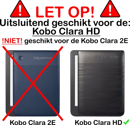 Hoesje Geschikt voor Kobo Clara HD Hoesje Luxe Bescherm Case - Hoes Geschikt voor Kobo Clara HD Hoes Book Cover - Donkerblauw van Hoesje  — afbeelding 3