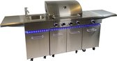 Paralux Gasbarbecue Buitenkeuken - 4 branders - Incl. zijbrander - Wasbak + kraan - Gietijzeren rooster - LED verlichting
