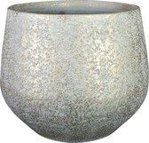 Steege Plantenpot/bloempot - keramiek - metallic zilvergrijs/touch of gold - D23/H20 cm