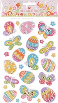 Stickervel met paaseieren en vlinders - 26 stickers - Pasen thema - knutselspullen