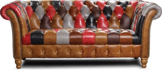 Chesterfield 3 zits bank Multi color Patchwork 100% leer