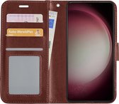 Hoes Geschikt voor Samsung S23 Hoesje Book Case Hoes Flip Cover Wallet Bookcase - Bruin