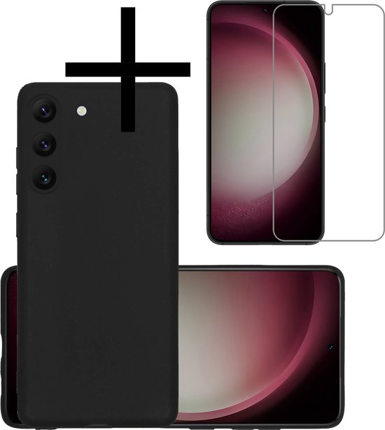 Coque Samsung Galaxy S23 Coque Arrière Coque En Siliconen Avec Protecteur D'écran - Zwart