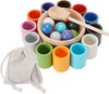 Afbeelding van het spelletje Balls and Cups Houten Sorteerspel - KLEUREN en VORMEN - Motoriek Montessori Speelgoed - Educatief speelgoed voor Jongens en Meisjes