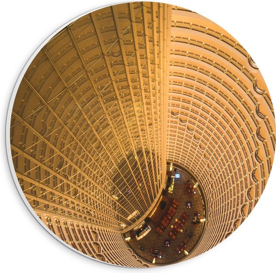 WallClassics - PVC Schuimplaat Muurcirkel - Hotel in China - Grand Hyatt Shanghai - 20x20 cm Foto op Muurcirkel (met ophangsysteem)