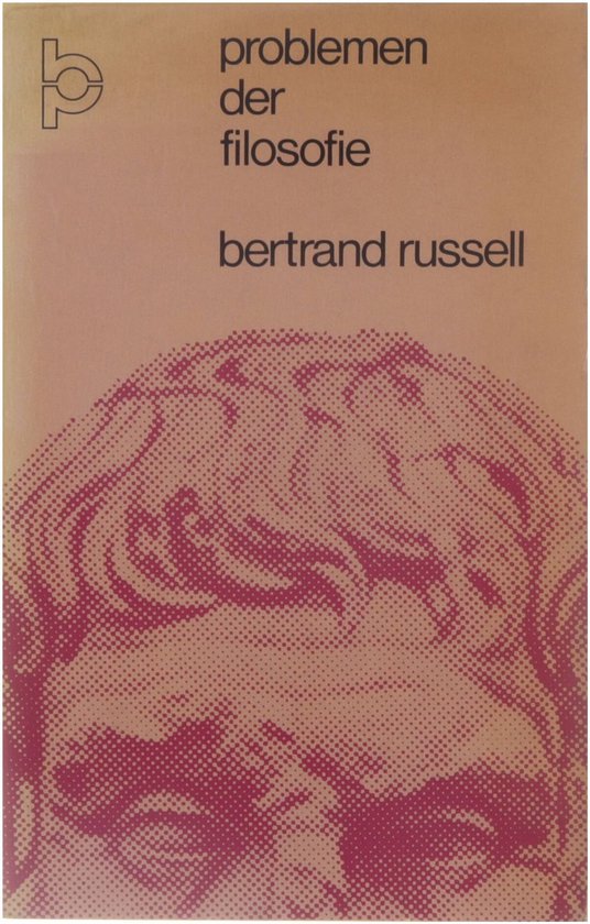 Boekcover 'Problemen der filosofie' van Bertrand Russell met een roze halve cirkel van gezichtslijnen.