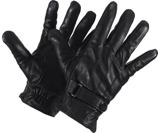 Stetson leren handschoenen glacés sheepskin met wollen voering kleur zwart maat 9 L