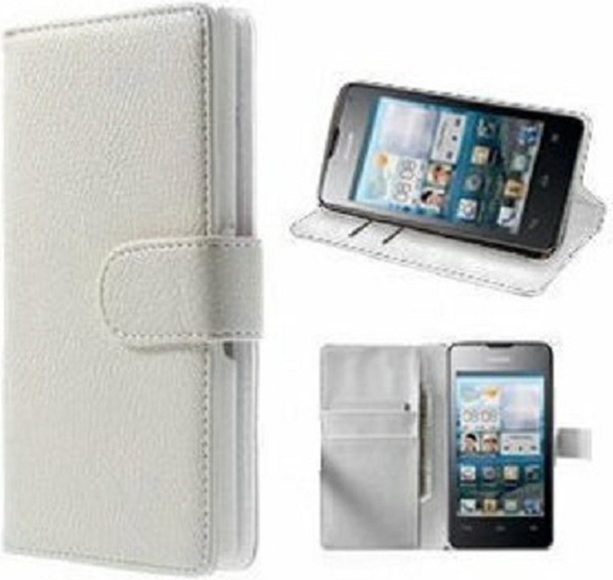 Huawei Y330 Hoesje Met Pasjeshouder Bookcase Wit