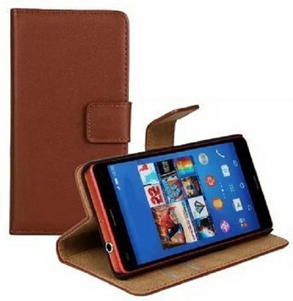 Sony Xperia Z3 Portemonnee Hoesje Bookcase Bruin