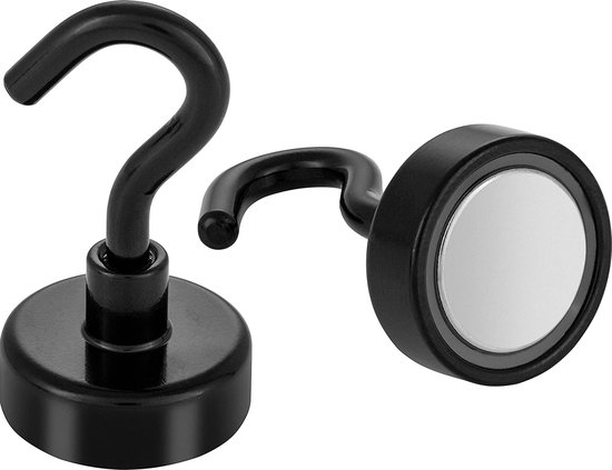 Poppstar 2 rubber magneten, neodymium, diameter 66 mm, met binnendraad M6, 20 kg houdkracht, met moersleutel en 2 schroeven