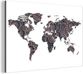 Wanddecoratie Metaal - Aluminium Schilderij Industrieel - Wereldkaart - Zwart - Mandela - Kind - Jongen - Meid - 150x100 cm - Dibond - Foto op aluminium - Industriële muurdecoratie - Voor de woonkamer/slaapkamer