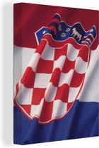 Canvas schilderij 120x160 cm - Wanddecoratie Close-up van de vlag van Kroatië - Muurdecoratie woonkamer - Slaapkamer decoratie - Kamer accessoires - Schilderijen