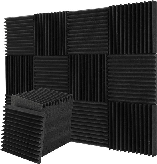 Lot de 24 Panneaux Acoustiques Auto-Adhésifs, Panneaux En Mousse