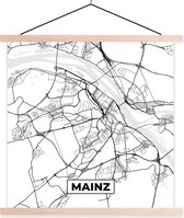 Posterhanger incl. Poster - Schoolplaat - Mainz - Plattegrond - Kaart - Stadskaart - 60x60 cm - Blanke latten - Plattegrond