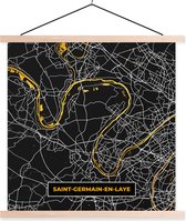 Porte-affiche avec Poster - Affiche scolaire - Saint-Germain-en-Laye - Carte - France - Carte - Plan de la ville - 60x60 cm - Lattes vierges