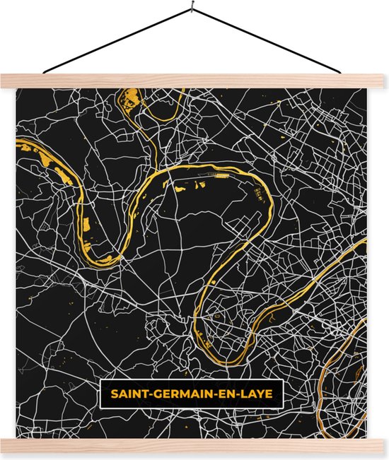 Porte-affiche avec Poster - Affiche scolaire - Saint-Germain-en-Laye - Carte - France - Carte - Plan de la ville - 60x60 cm - Lattes vierges