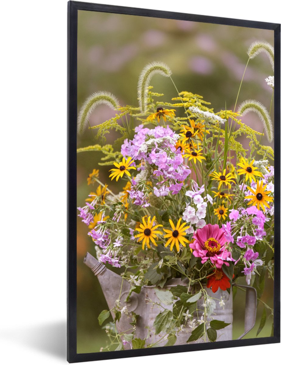 Poster in lijst - Fotolijst 20x30 cm - Posters - Bloemen - Gieter - Kleur - Posterlijst zw