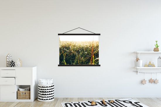 Porte-affiche avec affiche - Affiche scolaire - Champ d'herbe - Herbe de la pampa - Herbe - 150x113 cm - Lattes noires