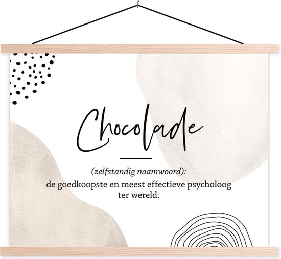 Porte-affiche avec affiche - Affiche scolaire - Dictons - Chocolat - Citations - Dictionnaire - Définition du chocolat - 40x30 cm - Lattes vierges