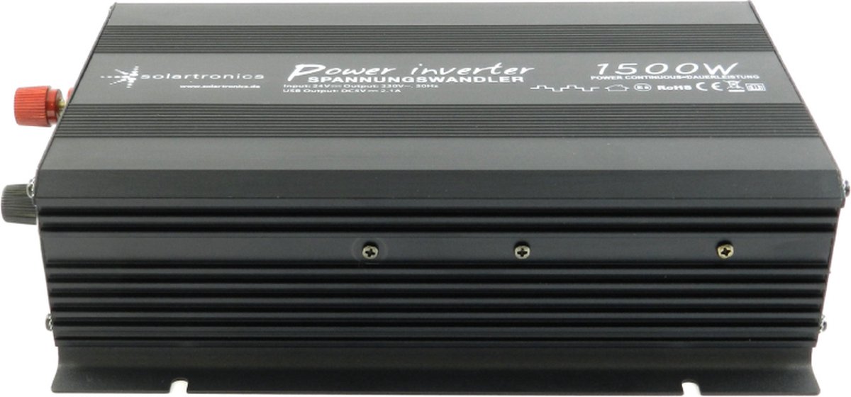 24V naar 230V Gemodificeerde Sinus Spanningsomvormer - 1500W - Zwart