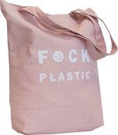 F*ck Plastic - Canvas Shop tas - Boodschappentas - Milieuvriendelijk - Roze