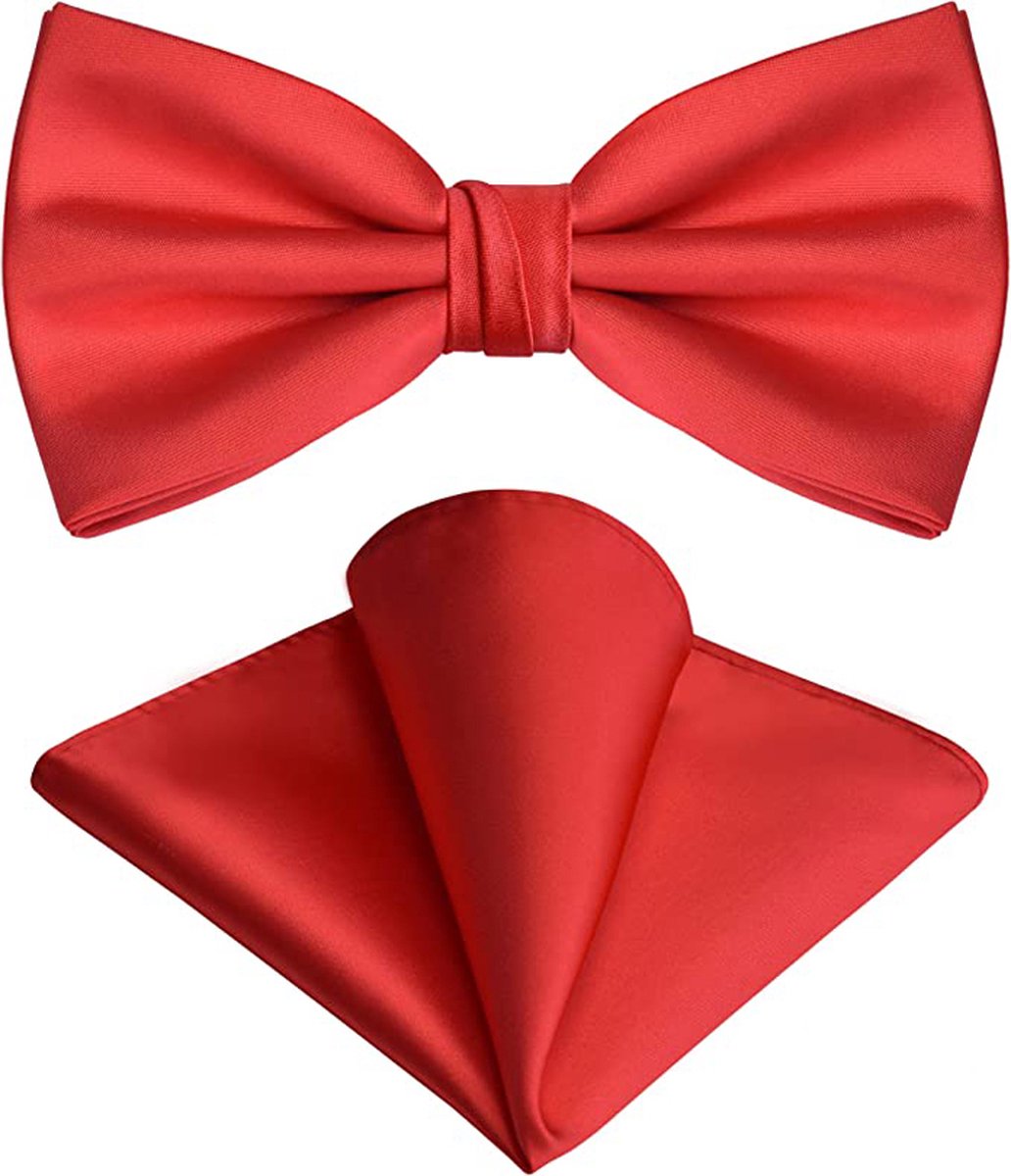 Sorprese Vlinderdas inclusief Pochet - 100% zijden - Rood - Vlinderstrik - Strik - Pochette - vlinderdassen